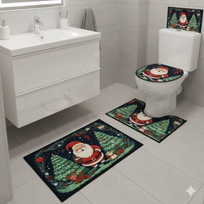 Set X4 Tapetes Para Baño Navideño - Image 2