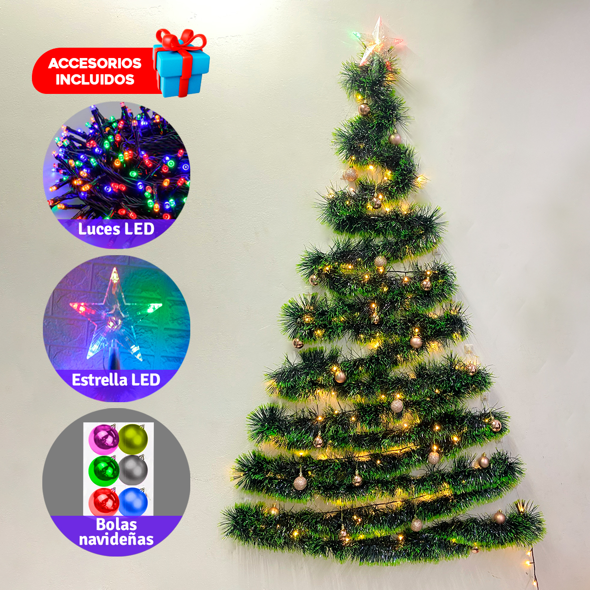 Arbol De Navidad Plegable Luces 1.5mtros